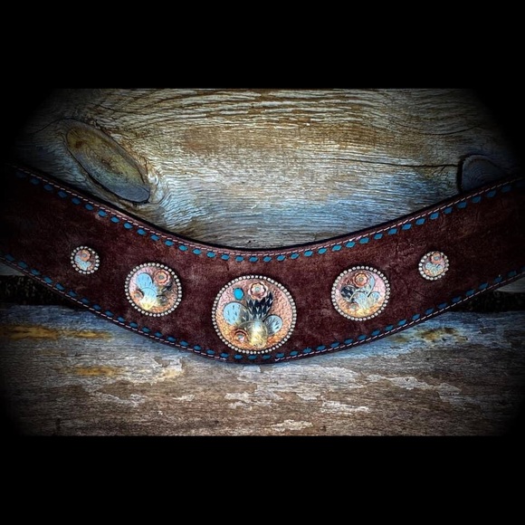 🆕 Leather & Silver Concho Tripping Breast Collar - Picture 5 of 5